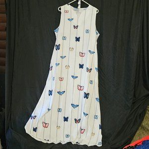 Bohemian Butterflies Print Maxi Dress, Sleeveless Casual Dress Spring/Summer 2XL